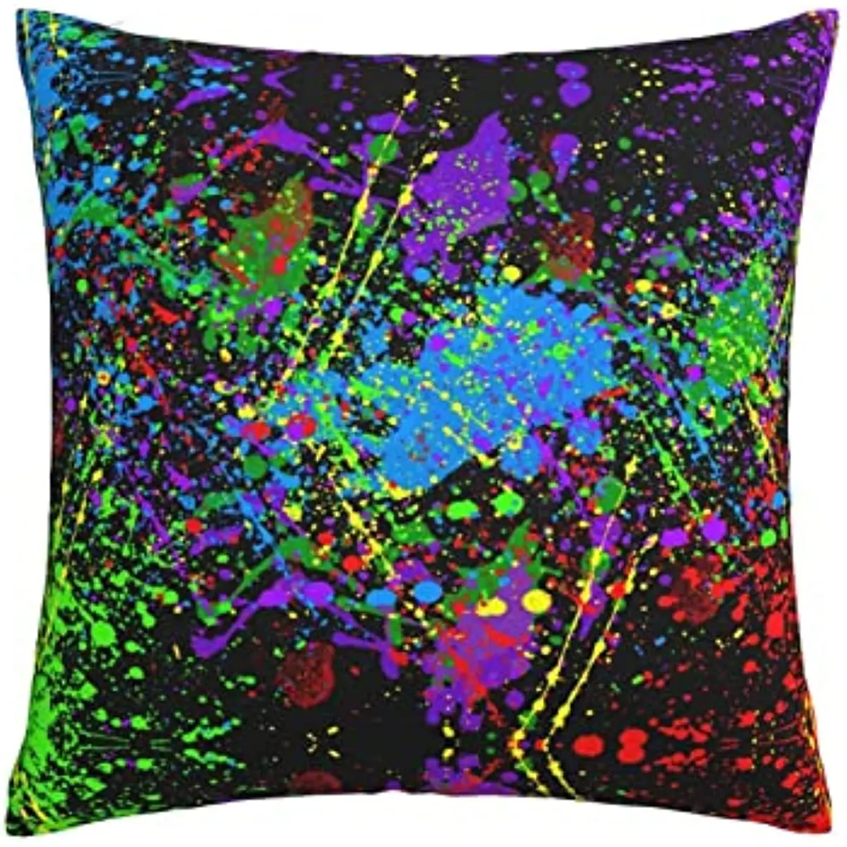 Glow in Dark Splatter Neon Throw Pillow Covers Square Pillowcase Home Decor for Couch Sofa Bed Cushion Decorative Cover