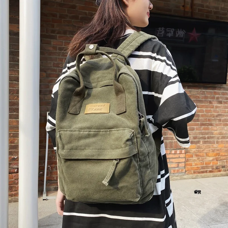 Cotton Canvas Men Women Backpack Vintage Traveling Commuting Backpacks Large Capacity Solid Color Fashion Knapsack mochila bolsa