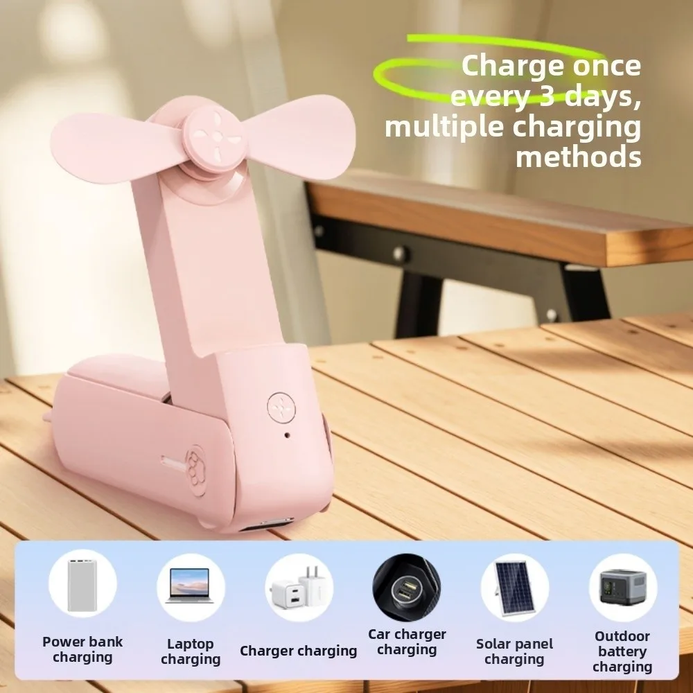 3 IN 1 Handheld Mini Fan 3 Gears 1200 MAh Folding Flashlight Fan USB Rechargeable Lightweight Pocket Silent Fan Summer Outdoor