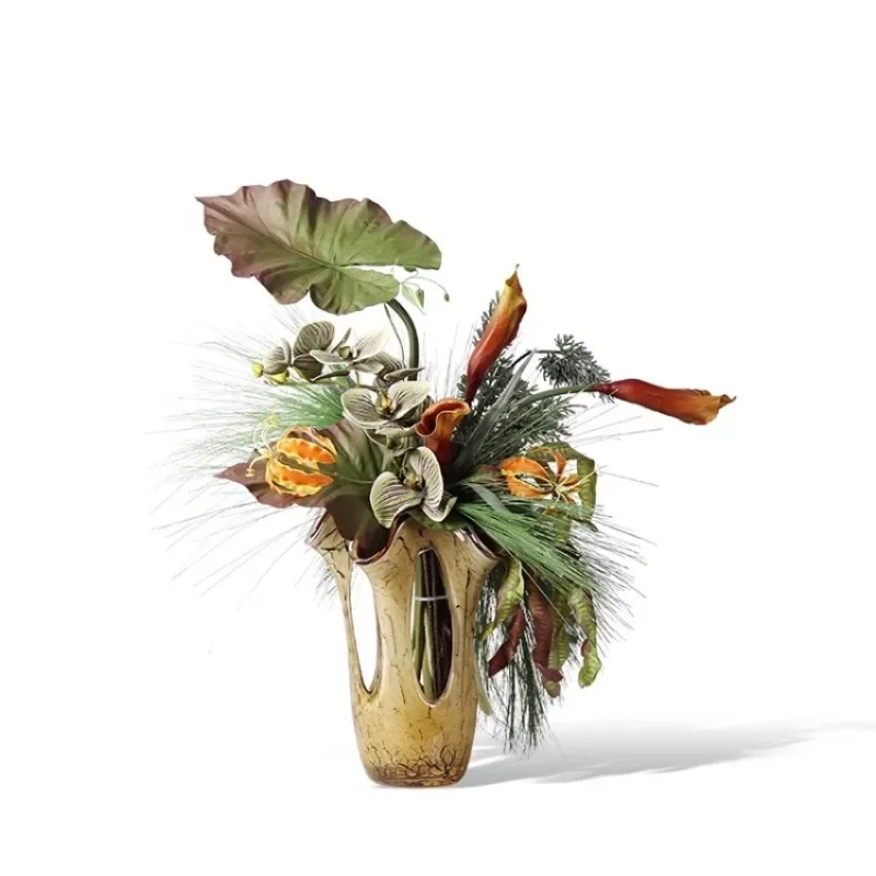 Art glass medieval vase flower arrangement hotel sales office flower arrangement living room entrance restaurant flower ware orn