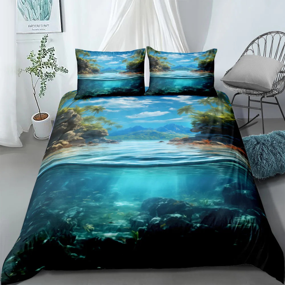Mirror Waters Duvet Cover Set UK Single Double Queen US Twin Full King Size pkm Bed Linen Set