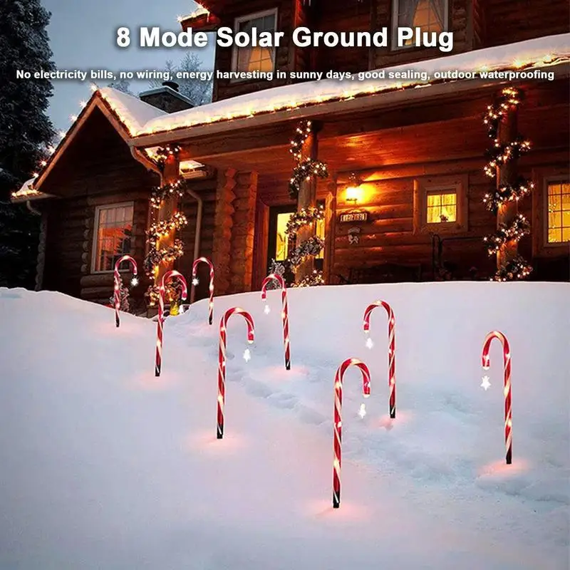 Solar Christmas Candy Cane Light Outdoor Waterproof Christmas Day Light LED Home Garden Passage Courtyard Lawn Decorations