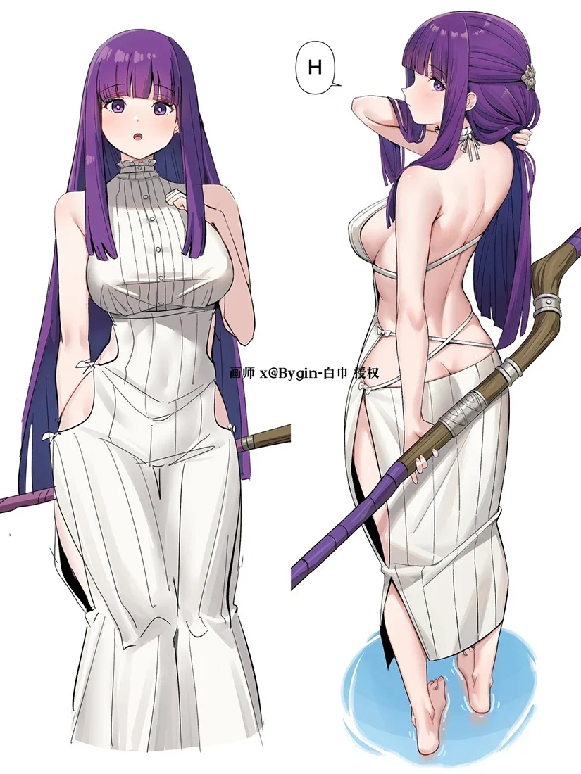 2025 novo freren no funeral samambaia cosplay trajes samambaia trajes de halloween para mulheres samambaia sexy branco malha vestido elástico