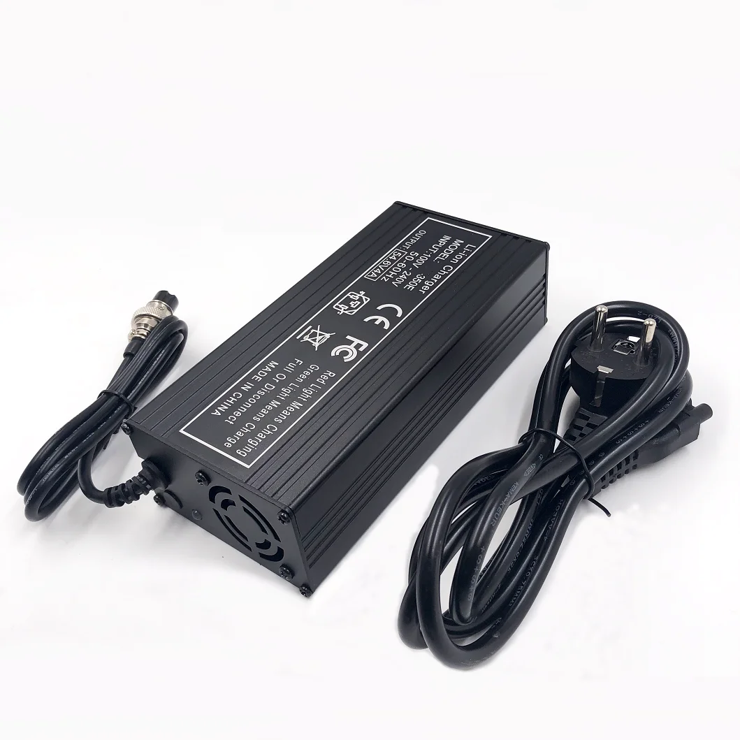 60V 5A Fast Charger 67.2V5A Charger For Wheelbarrow harley 16S 60V  lithium Battery GX16 Connector with Fan Metal shell