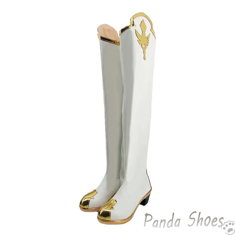 Genshinimpact-Chaussures de Cosplay Ambre, Bottes sulfBlanches, Accessoire de Costume pour la ixd'Halloween