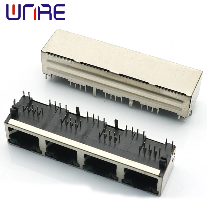 RJ45-56-1X4 With Light And Shell Without Spring Left Yellow Right Green 8P8C Network Socket Connector Interface