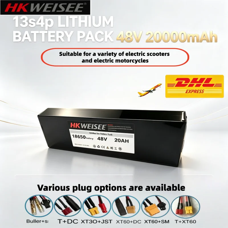 48V 20Ah 18650 Lithium Battery Pack with BMS 13S4p for 48V E-Scooter High Capacity Li-ion Battery