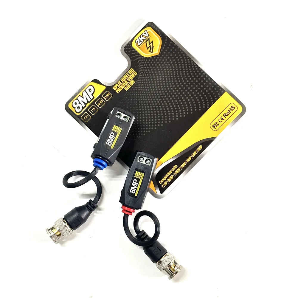 8MP BNC HD Video Balun Coaxial Transceiver Connectors Passive CCTV Twisted Pair For 4K/5MP/1080P AHD/CVI/TVI/CVBS Camera