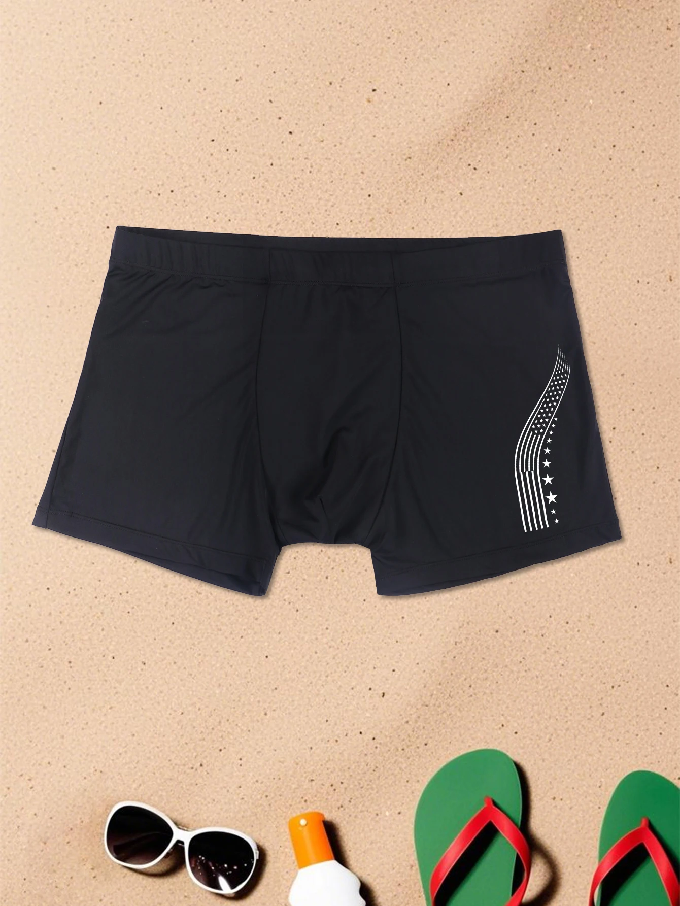 Slim Printed Swim Trunks for Men, Breathable Quick Dry Fabric with Drawstring Waist, Stylish Swimwear for Outdoor Swimming Beach image 3