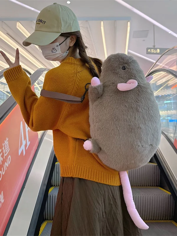 

Cute Large Rat Plu Toy oulder Bag Cartoon Crossbody Bag Girls Birthday Gift Bapa Furry Doll Bookbag Fem Students