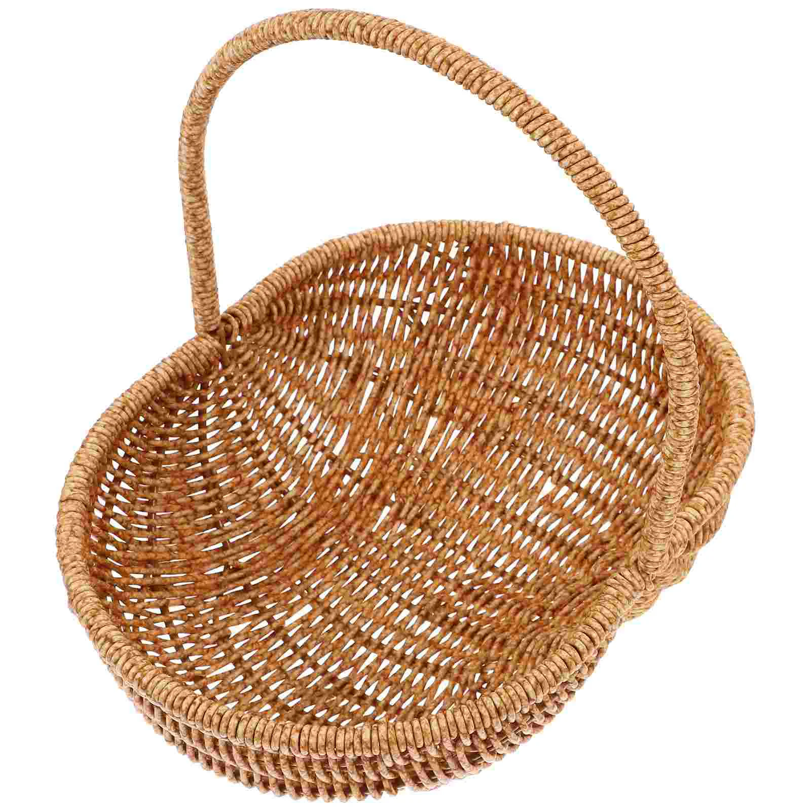 

Shopping Basket Imitation Rattan Fruit Storage Hand-woven Vegetable Hand-made Food Containers with Lids