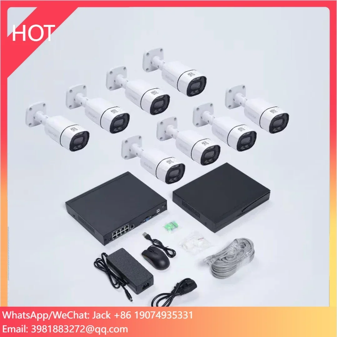 8CH 5MP PoE NVRキット H.265 24時間365日録画 ナイトビジョン 8台 バレット型監視カメラセット 有線 8チャンネル CCTVセキュリティシステム