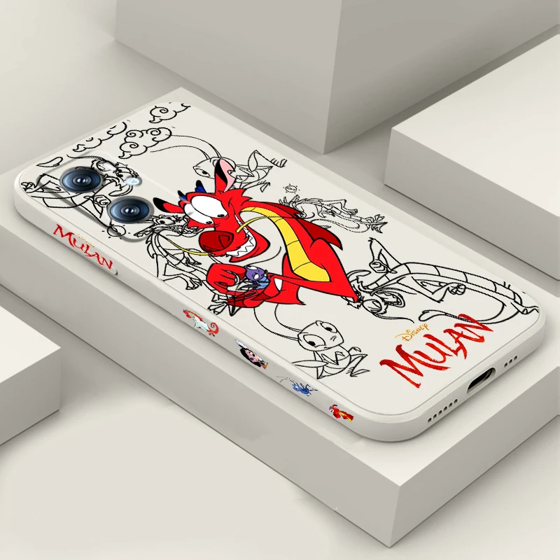 Mulan Dragon Disney Schattige Vloeistof Links Touw Voor Oppo Find X 6X5X3 A98 A96 A94 A93 A77 A76 A74 A72 A57 A53 A16 5G Achterkant Telefoonhoesje