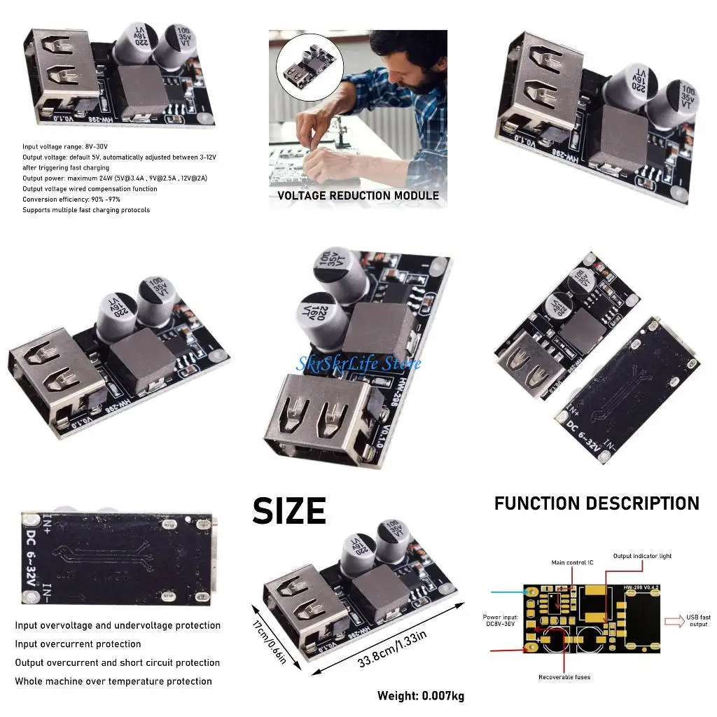 

E65E Advanced DC12V24V to 5V QC3.0 Module Power Conversion For USB Car Phone Charging Module