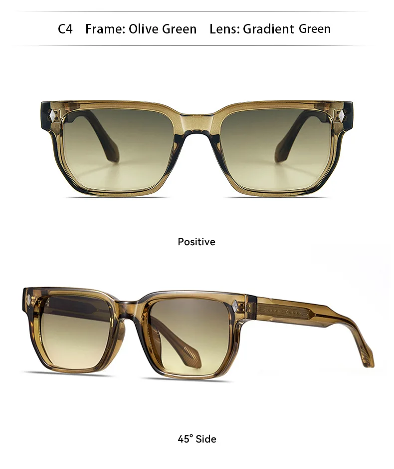 SHAUNA Retro Rivet Rectangle Sunglasses UV400 Sun Glasses