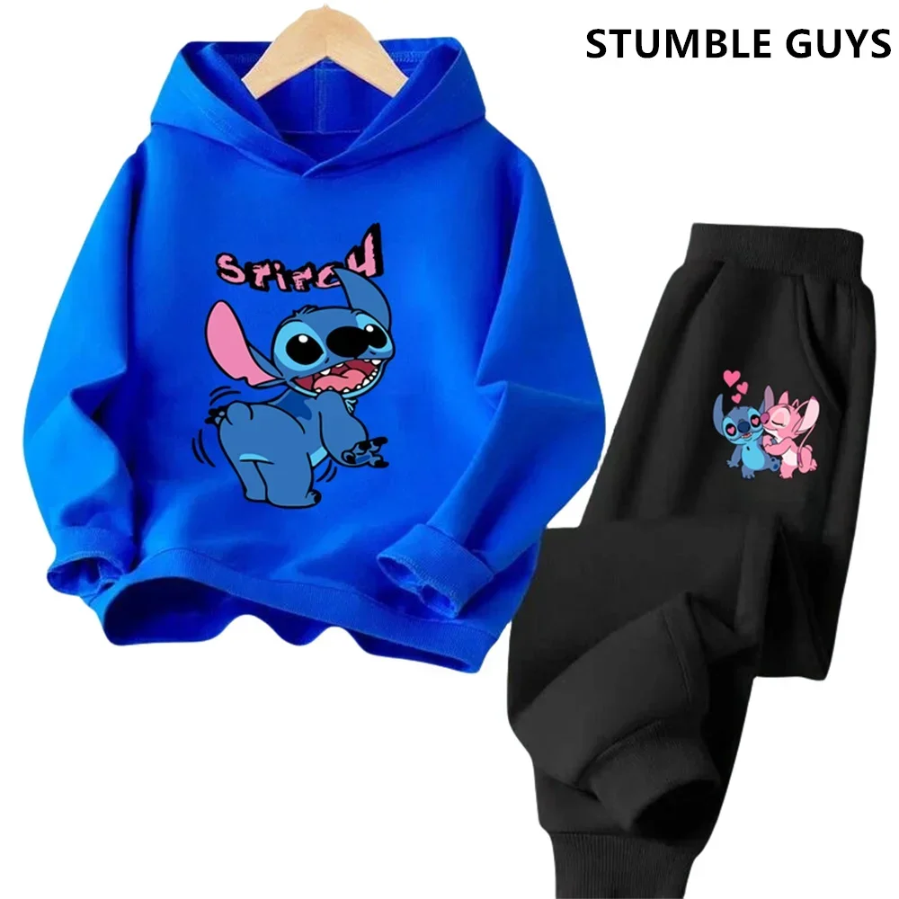 Anime Stitch Hoodie Girls Children Cartoon Sonic Clothes Kid Boys Lilo Stitch Sweatshirt Manga Hoody Narutos Baby Trucksuit