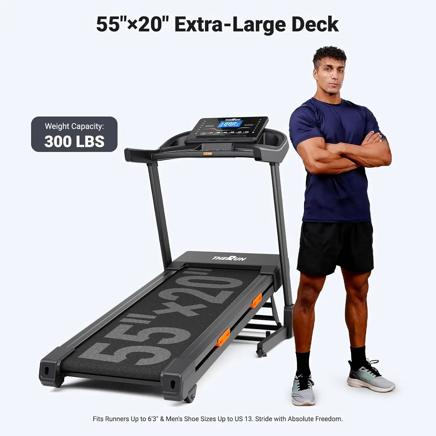 THERUN 20% Auto Incline Treadmill, 12 MPH and 3.5 HP Motor, 55" X 20" Large Running Belt with Advanced Console, All-in-One Foldable Treadmills for Home with Incline for Intensive Workout view 2
