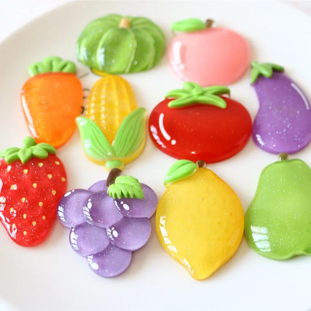 10pcs Mini Kawaii Cute Strawberry Tomato Flat Back Cabochons Scrapbook Diy  Party Hairpin Accessories Home Decoration Craft