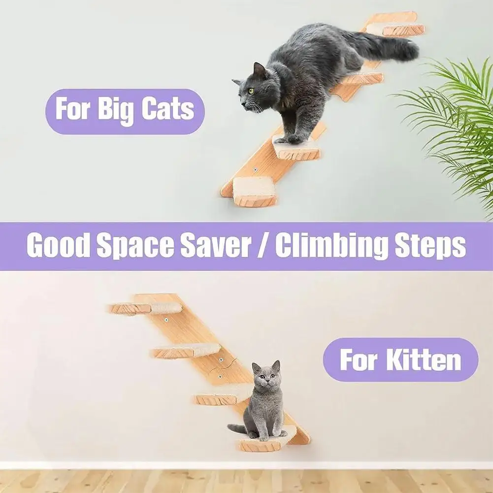 Gato escalada prateleira de parede reversível quatro escadas parede escadas pet passos corda móveis gato eco-friendly gato sisal n2x4