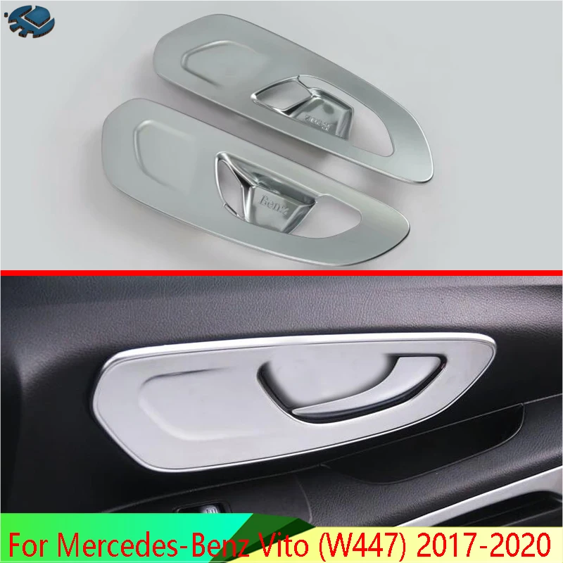 

Для Mercedes-Benz Vito (W447) 2017-2020 ABS хромированная внутренняя дверная ручка, крышка, защелка чаши, накладка, вставка, рамка, гарнир