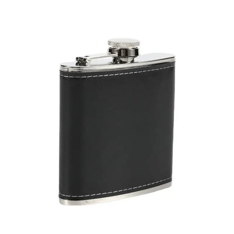 

6 Oz High Quality Leather Stainless Steel Hip Flask Portable Pocket Wine Drink Pot Alcohol Whiskey Vodka Flagon