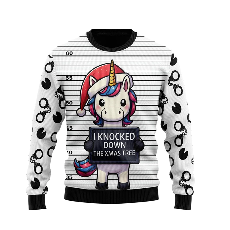 Fashion Unicorn Ugly Christmas Sweater Trend Men Women 3D Printed Xmas Sweatshirt Casual Streetwear Oversized Pullover Tracksuit