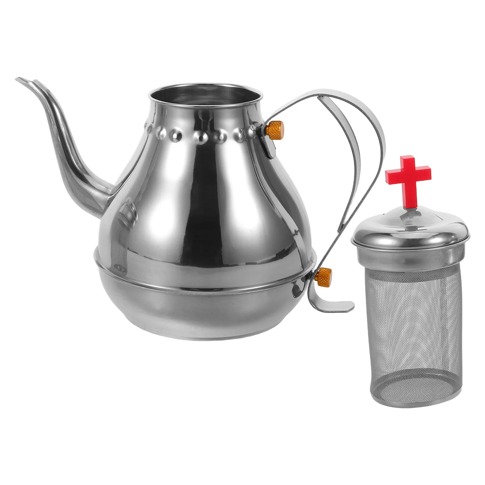 

Чайник для причастия 1,2 л, нержавеющая сталь, винтажный дизайн с крестом, для церковных служб, домашних молитв, церемоний, чайник