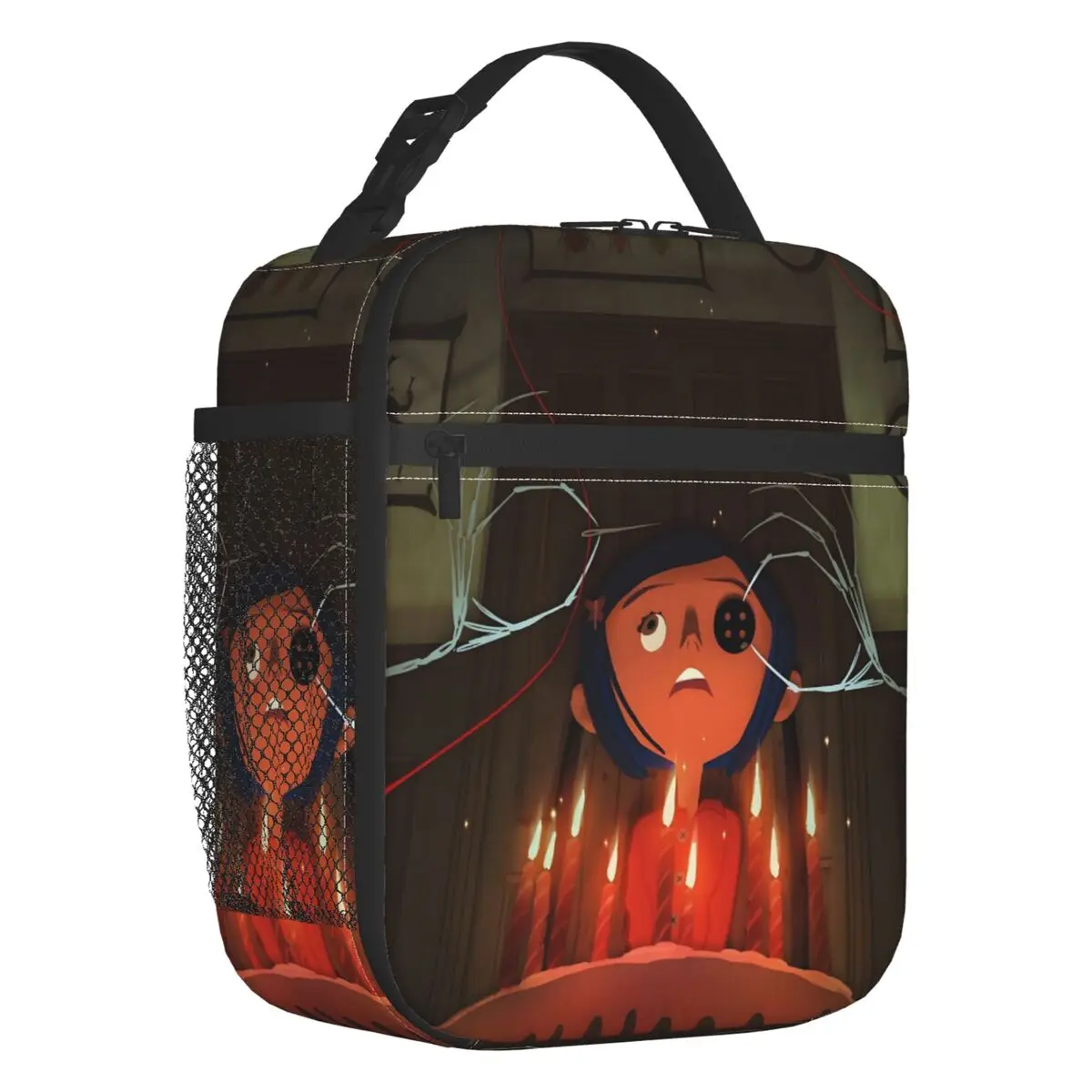 

Изолированные сумки для обеда Coraline Twitchy Witchy Girl для пикника на открытом воздухе, страшный фильм ужасов, многоразовый термохолодильник, ланч-бокс