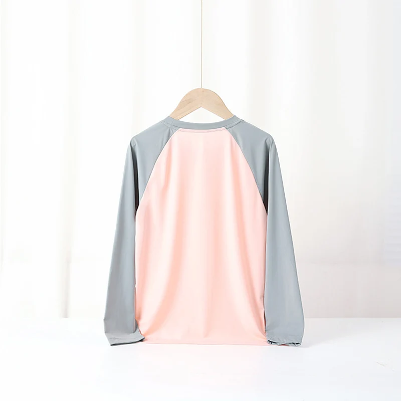 IENENS Spring Sun-protection Clothing Girl Sports T-shirts Quick-dry Ice Silk Long Sleeves Tees Fit 5-12 Years Old