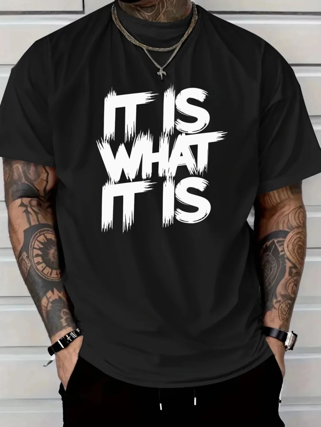 

Men Clothing Men T Shirts Unisex IT IS WHAT IT IS Men's Red Graphic T-Shirt Casual Short Sleeve Tee with Bold Statement Print