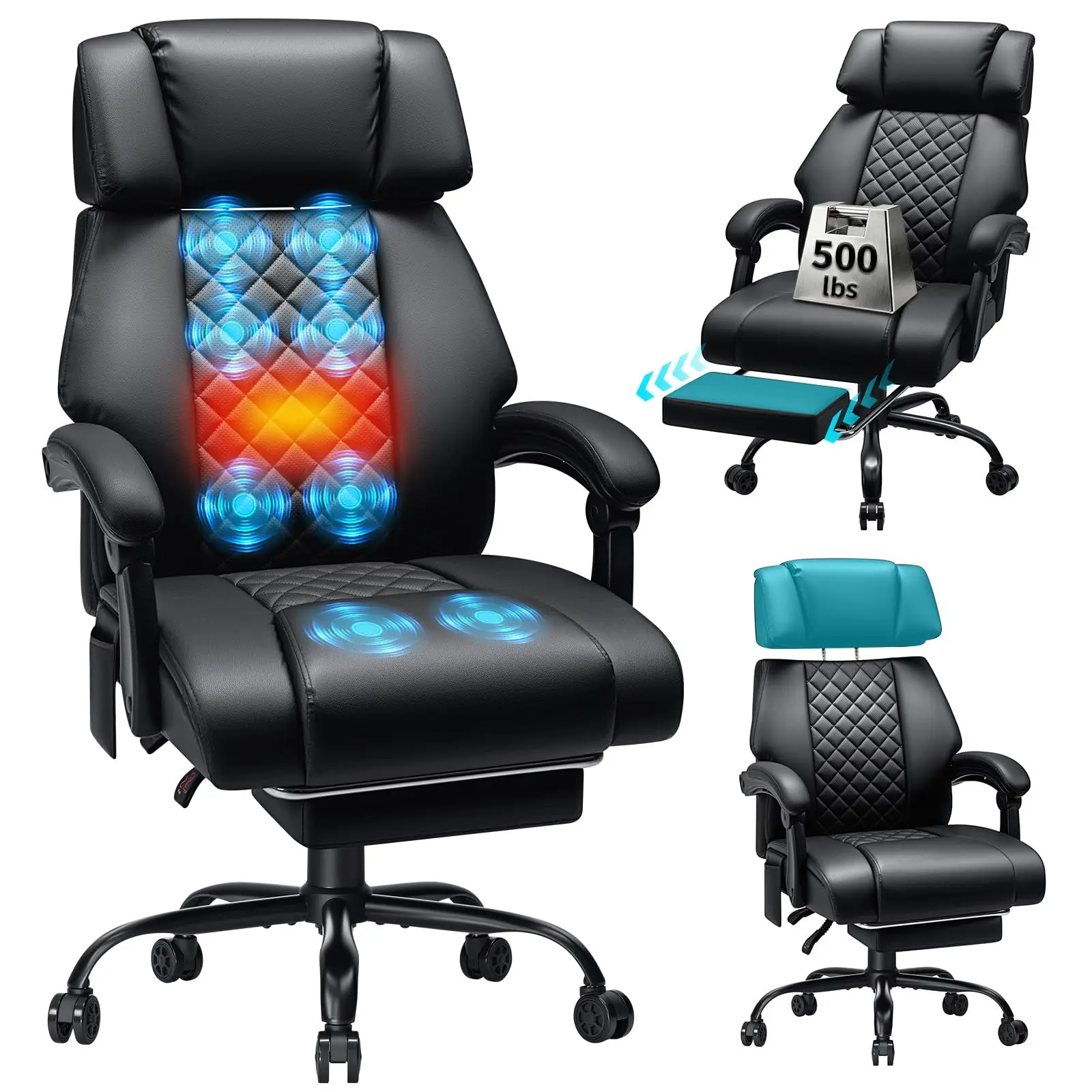 8-Point Vibration Massage Office Chair with Heat for Home Office