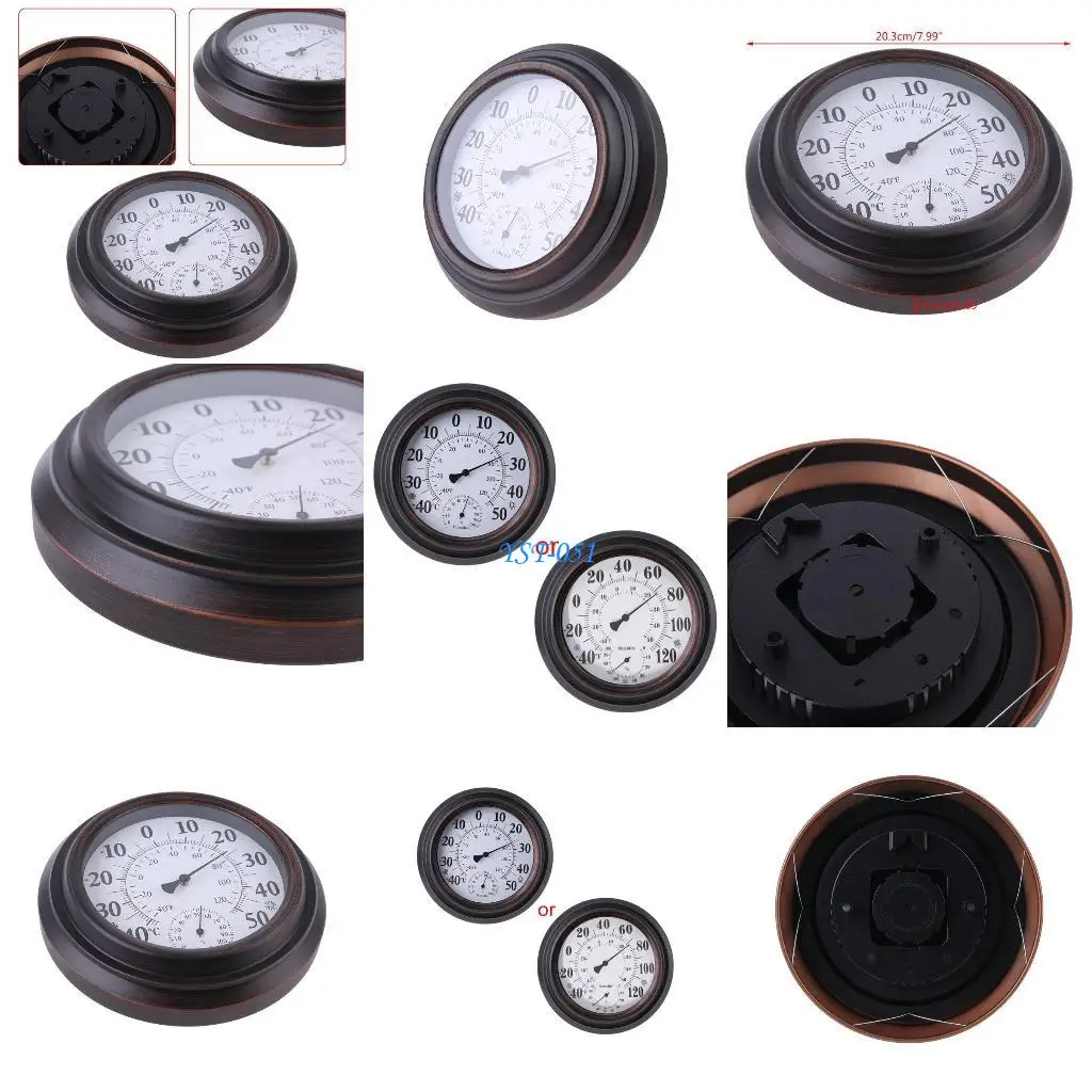 

E15A Vintage Thermometer Hygrometer Large Scale ℃ ℉ Display Humidity Monitor