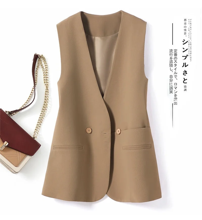 Women's Vest Jacket 2024 Korean New Fashion Spring Summer Sleeveless Jacket Suit Vest Femme Blazer Waistcoat Tops Chaleco Mujer