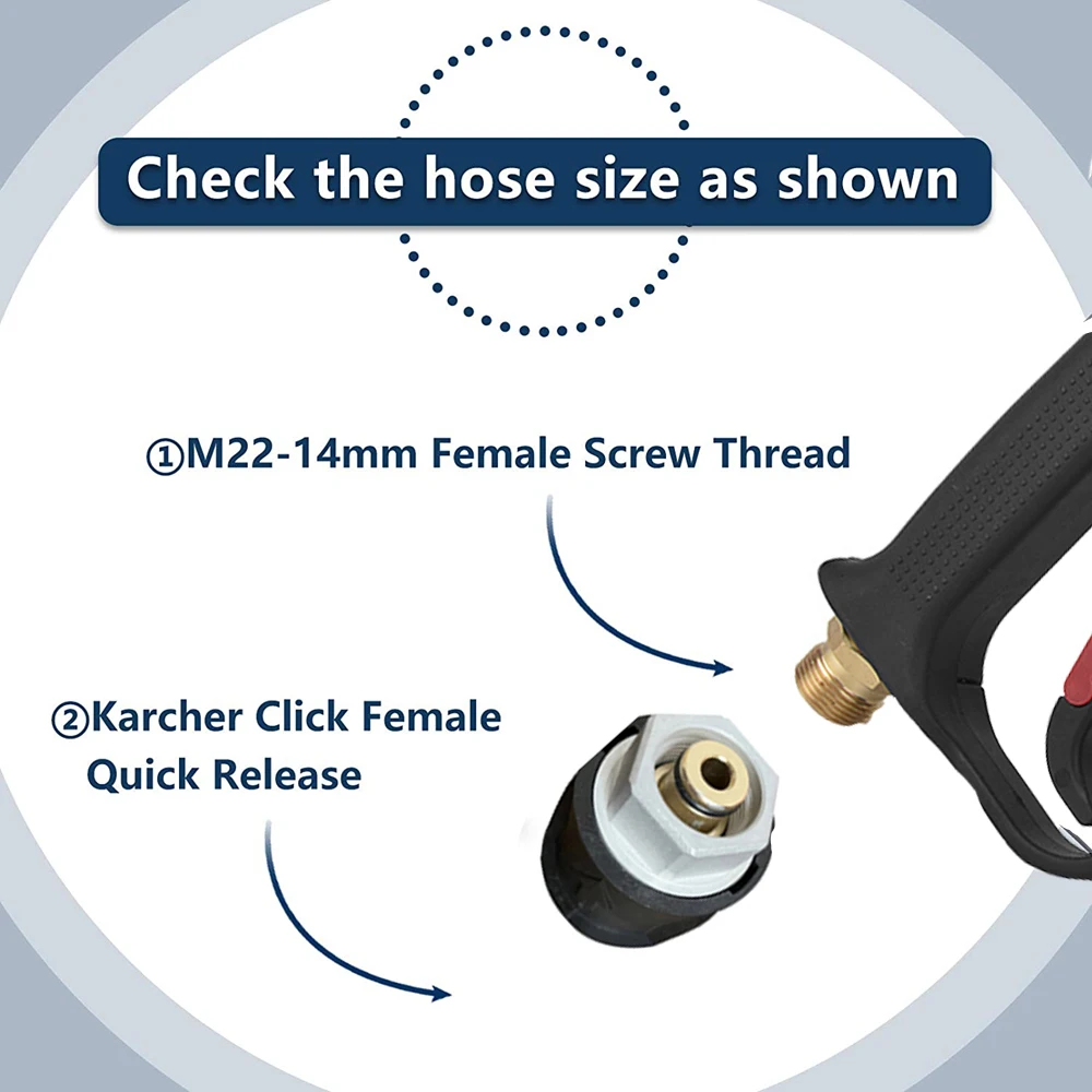 High Pressure Washer Hose Water Gun for Karcher Parkside Nilfisk Quick Connect Connector Nozzles 4000psi M22 Snow Foam Guns