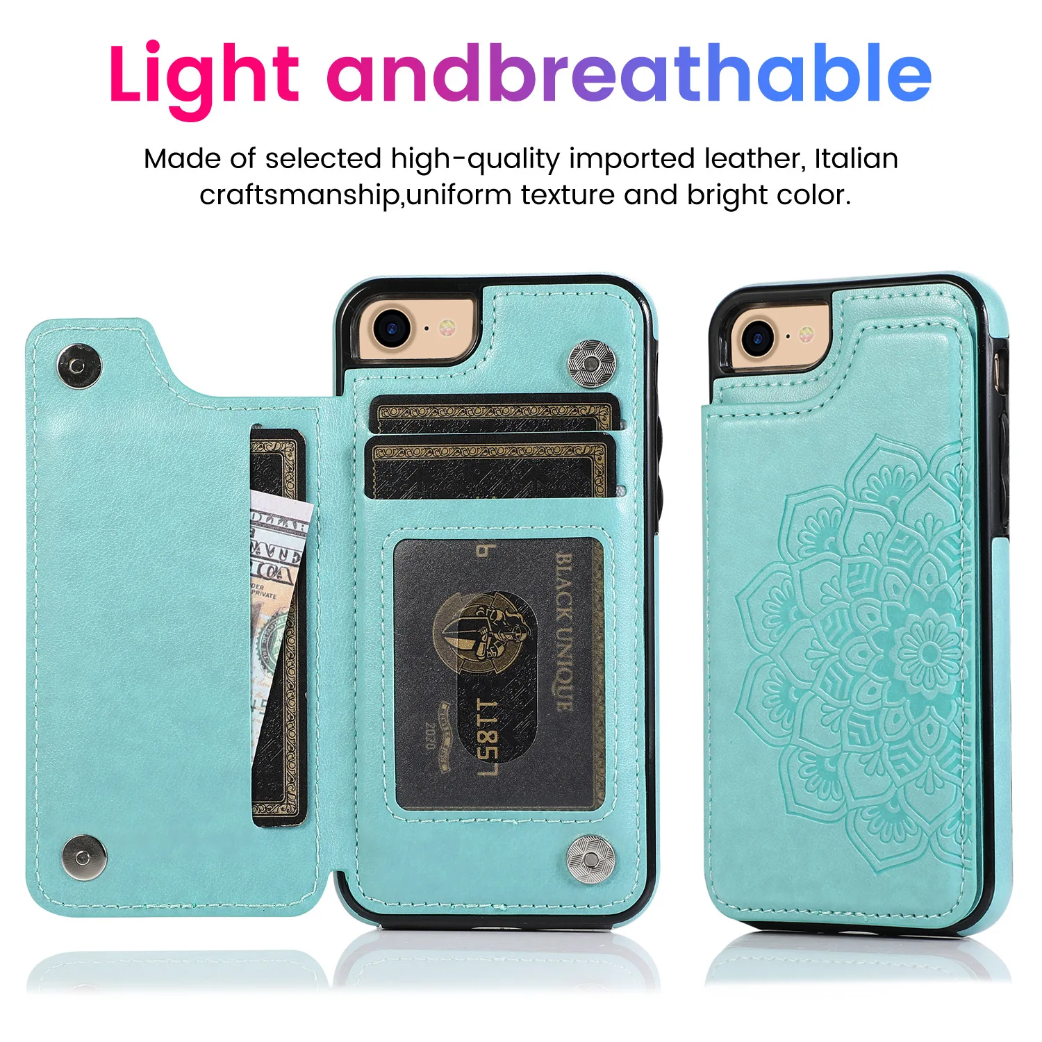 Mandala Embossed PU Leather Phone Case Bracket for iPhone 14 11 15 13 Pro Max X XS XR 7 8 Plus SE Card Pocket Back Cover Case