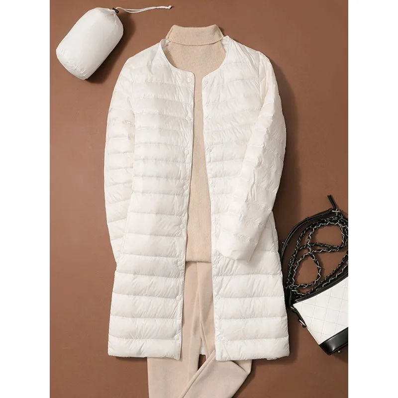 

Women Solid Puffer New Autumn Winter O-Neck Female Thin Duck Down Jackets Portable Women Windproof Puffer Parkas