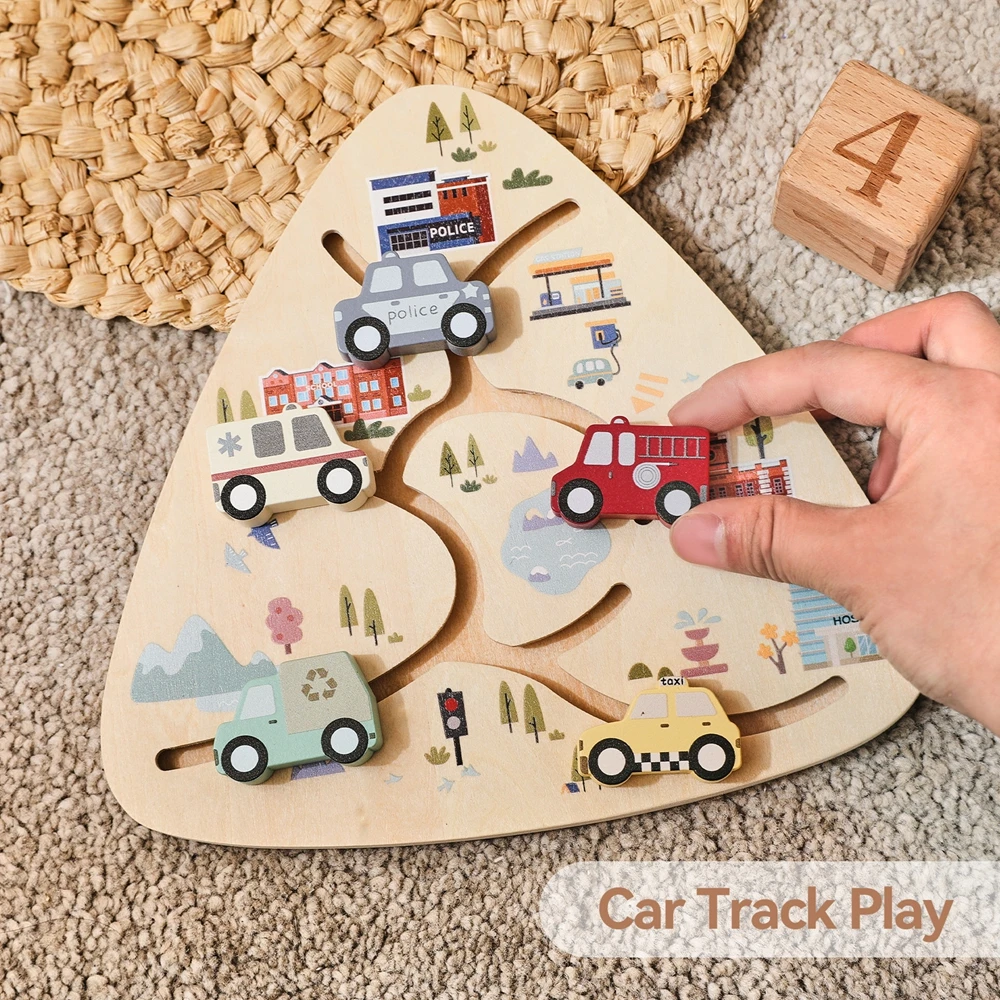ألعاب أطفال مونتيسوري 12 18 شهرًا ألعاب تعليمية مسار سيارة خشبي مهارات حركية منزلقة لوحة مشغولة ألعاب أساسية ومهارات حياة #5