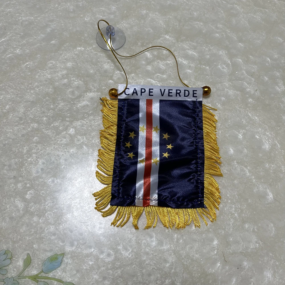 Cape Verde Car Window Flag 8*12cm Polyester Double Side Printed Cape Verde Hanging Flags Cape Verde Mini Flag for Decoration