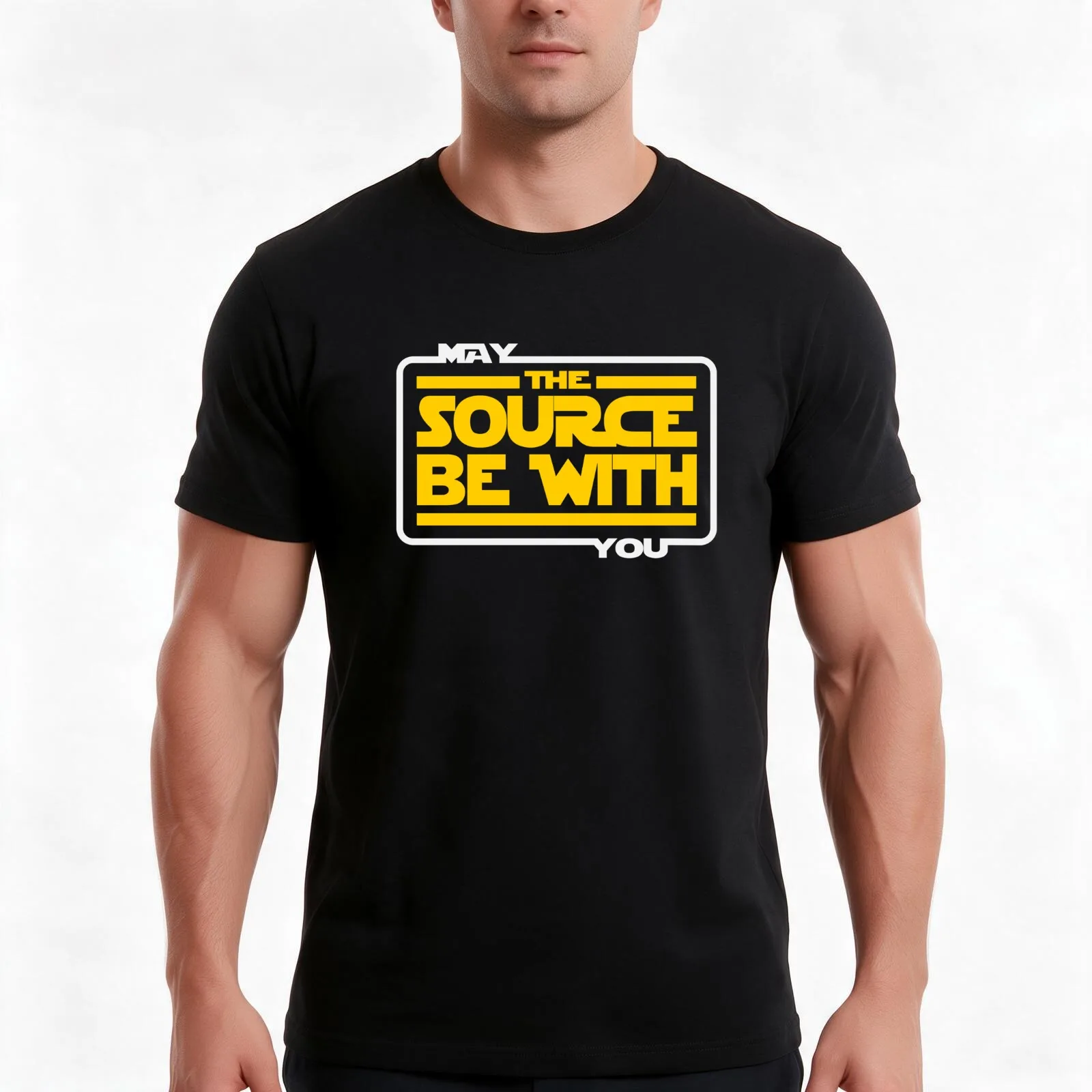 MAY THE SOURCE T-Shirt Summer Casual Cotton Tee Oversized Streetwear Tops Vintage Graphic Print Loose Fit Short Sleeve
