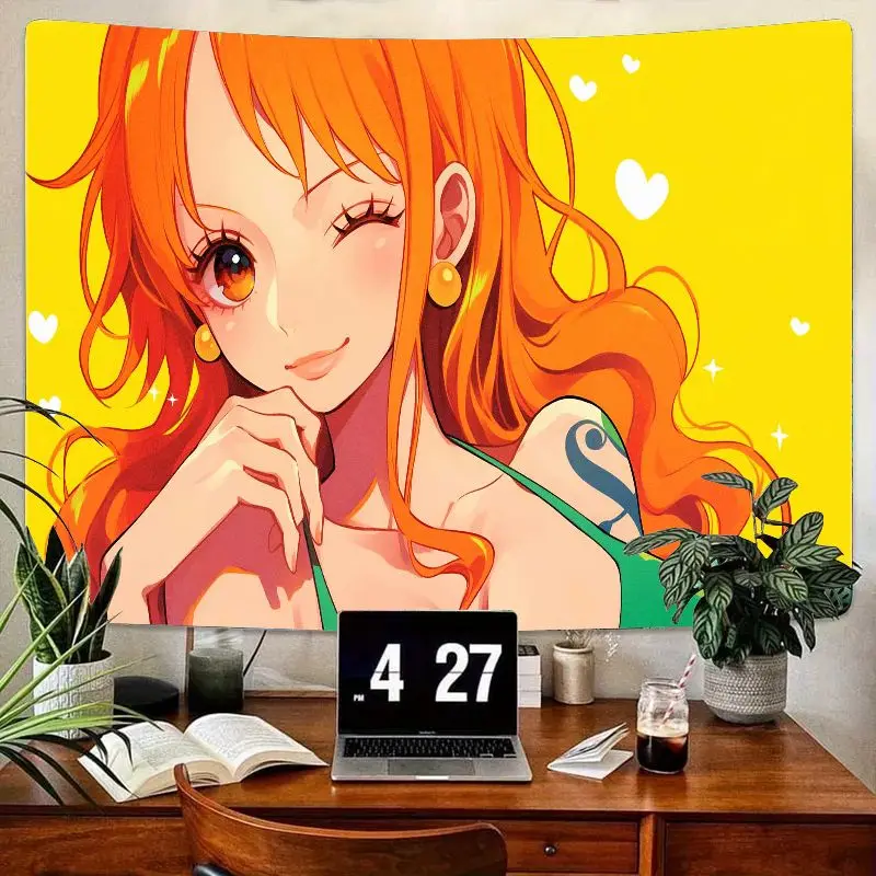 

1 шт., гобелен в стиле аниме с оранжевым рисунком, толстящийся персонаж, желтое сердце, блестящий фон, уютный креативный рабочий стол
