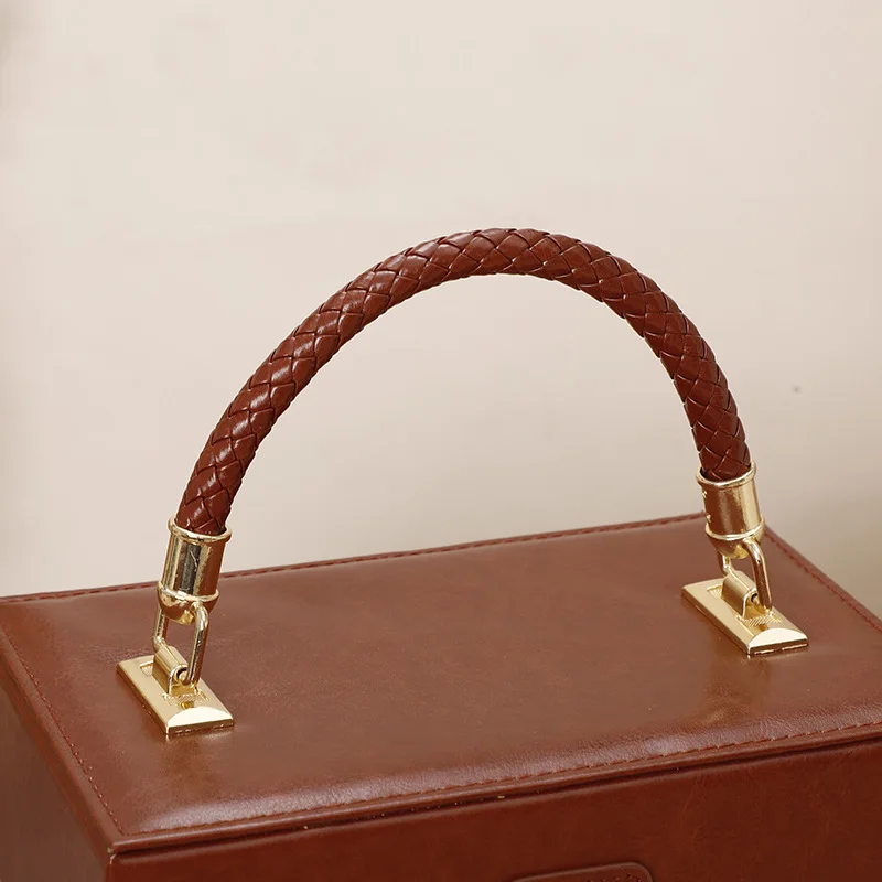 Mini Bag Handbag Rattan Woven Picnic Box Retro Style Storage Bag Cosmetic Props Neatening Box Fashion Trend Leisure All-match