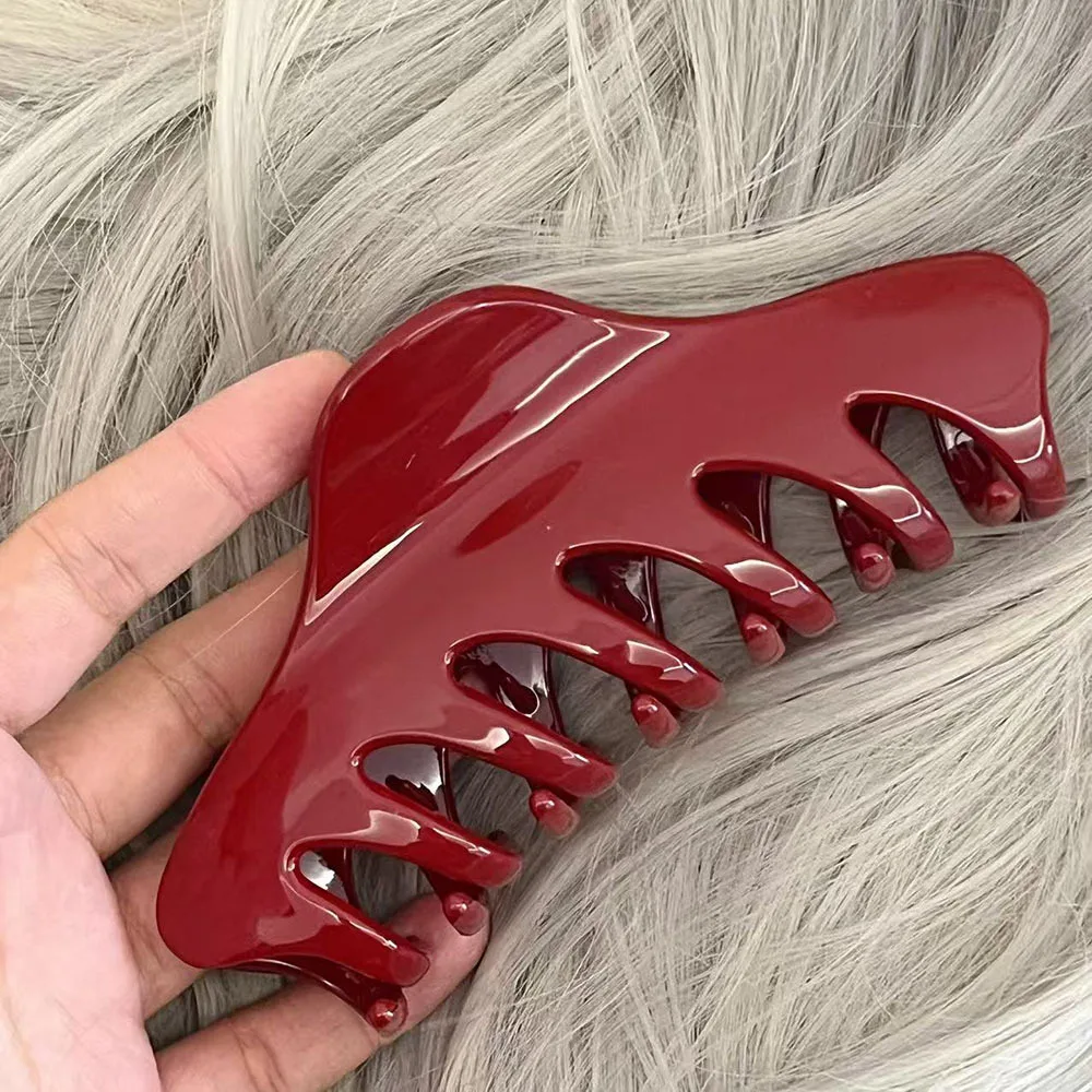 2 قطعة القلب الرجعية الأحمر التنين العظام مشبك شعر الفرنسية كبيرة كراب مقاطع الشعر القرش ذيل حصان المشبك دبوس الشعر إكسسوارات الشعر امرأة هدية #4