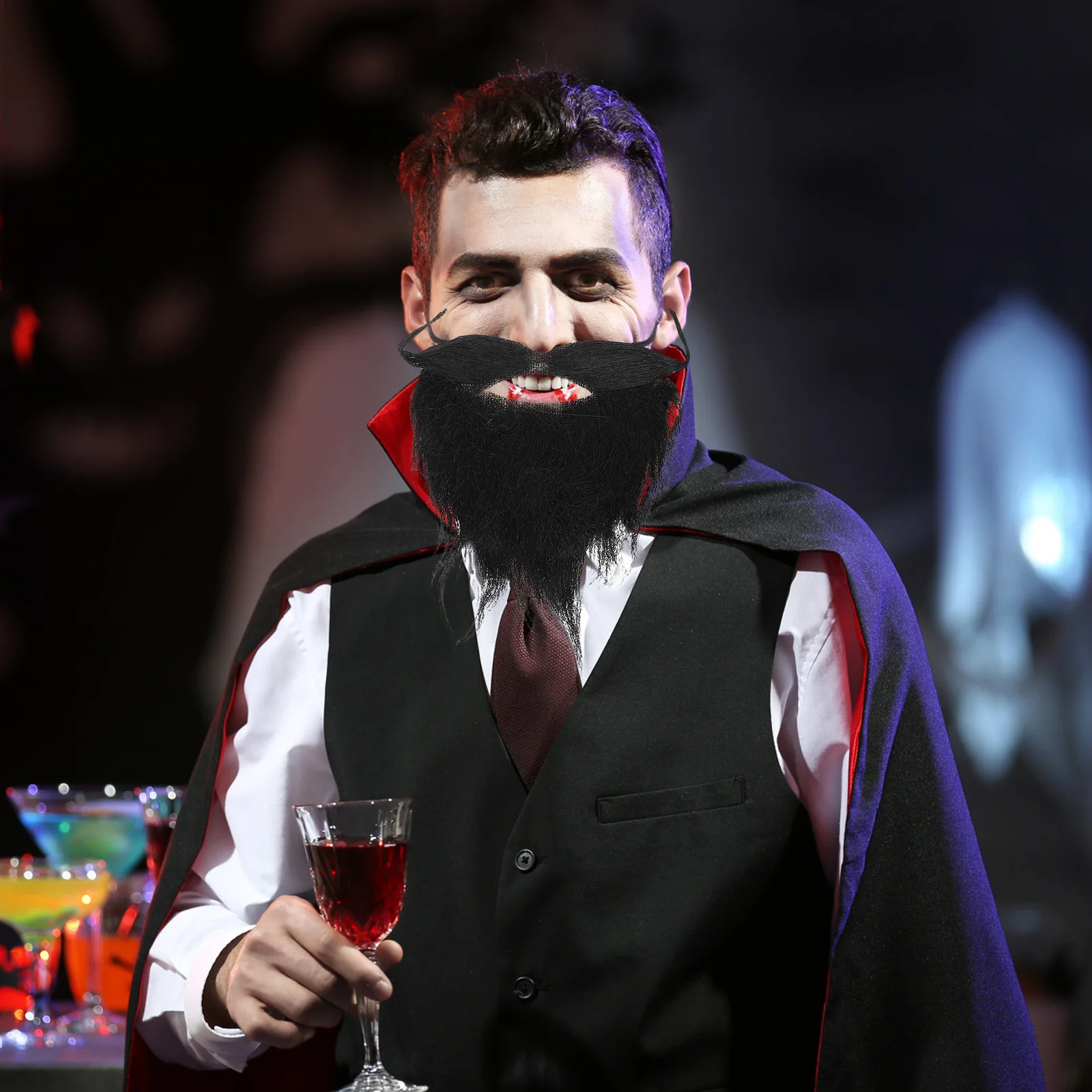 Ensemble de fausses moustaches et barbes, 2 pièces, facile à porter, élimine les fausses barbes pour hommes, déguisement de fête d'halloween, décorations de barbe