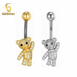 G23Titan Mirco Zircon Animal Belly Button Rings for Women Girls 6mm 8mm 10mm 14mm 16mm Titanium Barbell Navel Piercing Jewelry