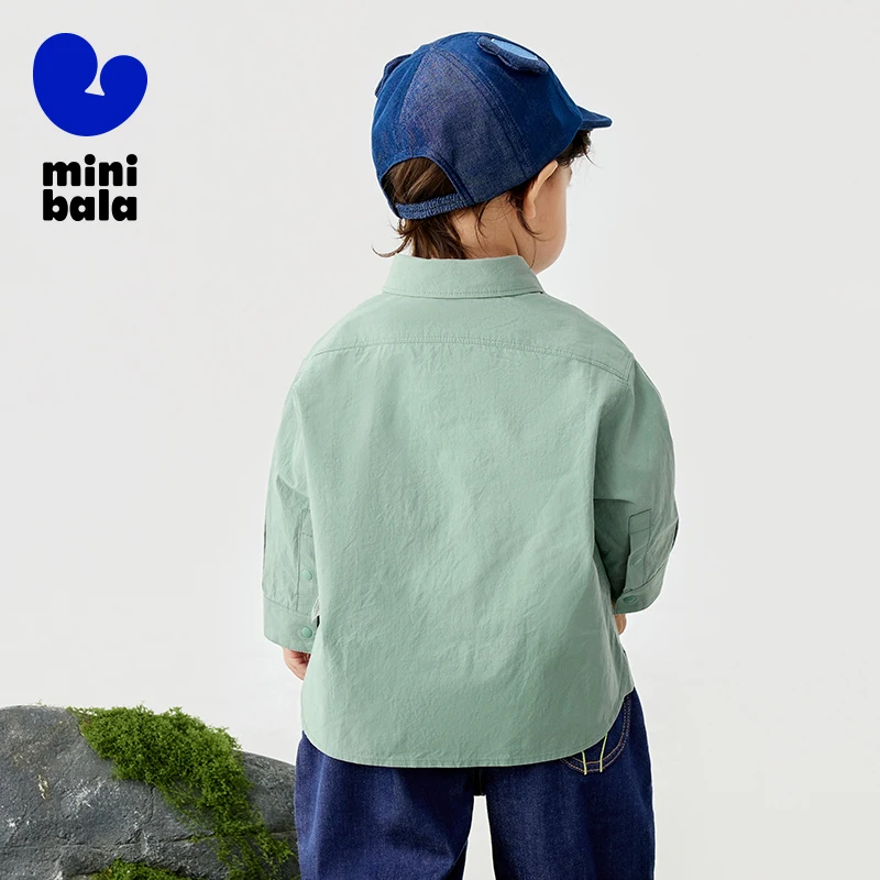 Mini Bala Camisa para niños 2025 Primavera Algodón puro Bebé Top de manga larga para un aspecto elegante