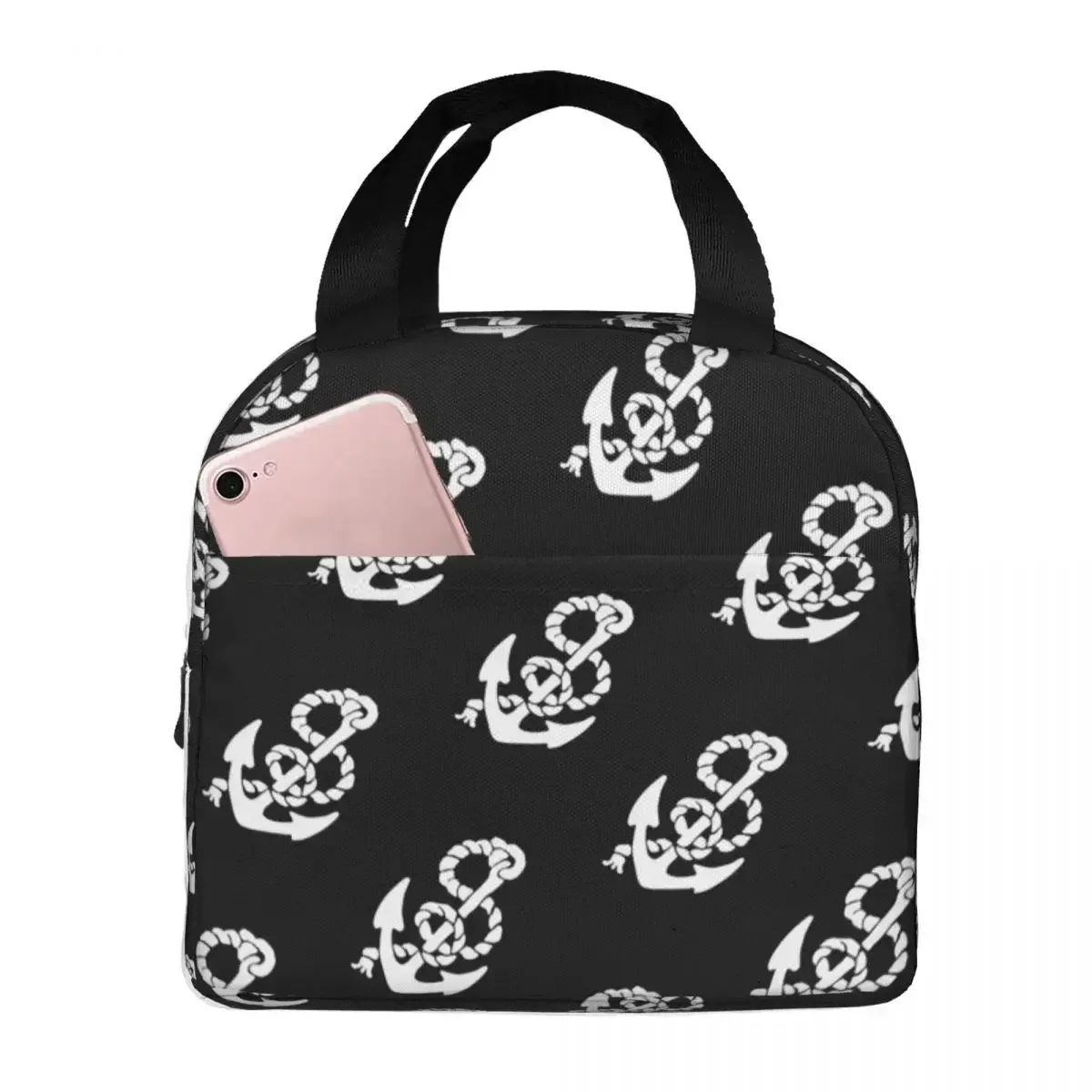 

Сумка для ланча для женщин и детей, Термосумка с морским якорем темно-синего цвета, Водонепроницаемый школьный Ланч-бокс в морском стиле, сумки для хранения еды