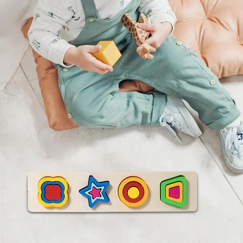 Preschool Learning Activities Wooden Safe Shape Matching Board Game Comfortable Puzzle Toys For Logical Thinking Observation