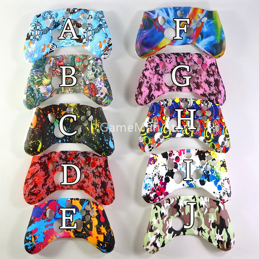 10 pçs para xbox um s controlador protetor de transferência de água impressão camuflagem capa apertos tampas silicone capa protetora da pele