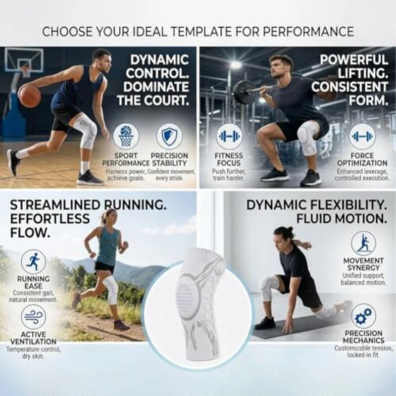 Smart Knob Knee Brace Patella Gel Pad Lateral Stabilizer Meniscus Basketball Football Sports Compression Fitness Unisex