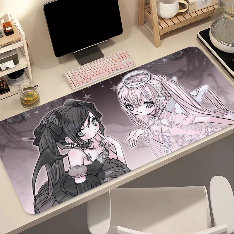 マウスパッド 滑り止め ゲーミング HD マウスパッド ゲーマー Eスポーツ かわいい マウスマット ゲーム メカニカルキーボードパッド アニメガール 拡張デスクマット